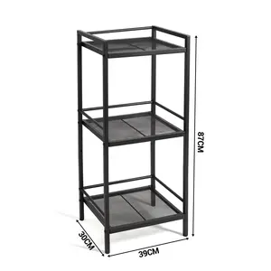 Garvee 4 Tier Ladder Shelf - Space-Saving Freestanding Bathroom and Home Organizer, Rustic Black Multifunctional Shelving Unit for Living Room, Bedroom, Kitchen, and Office Storage