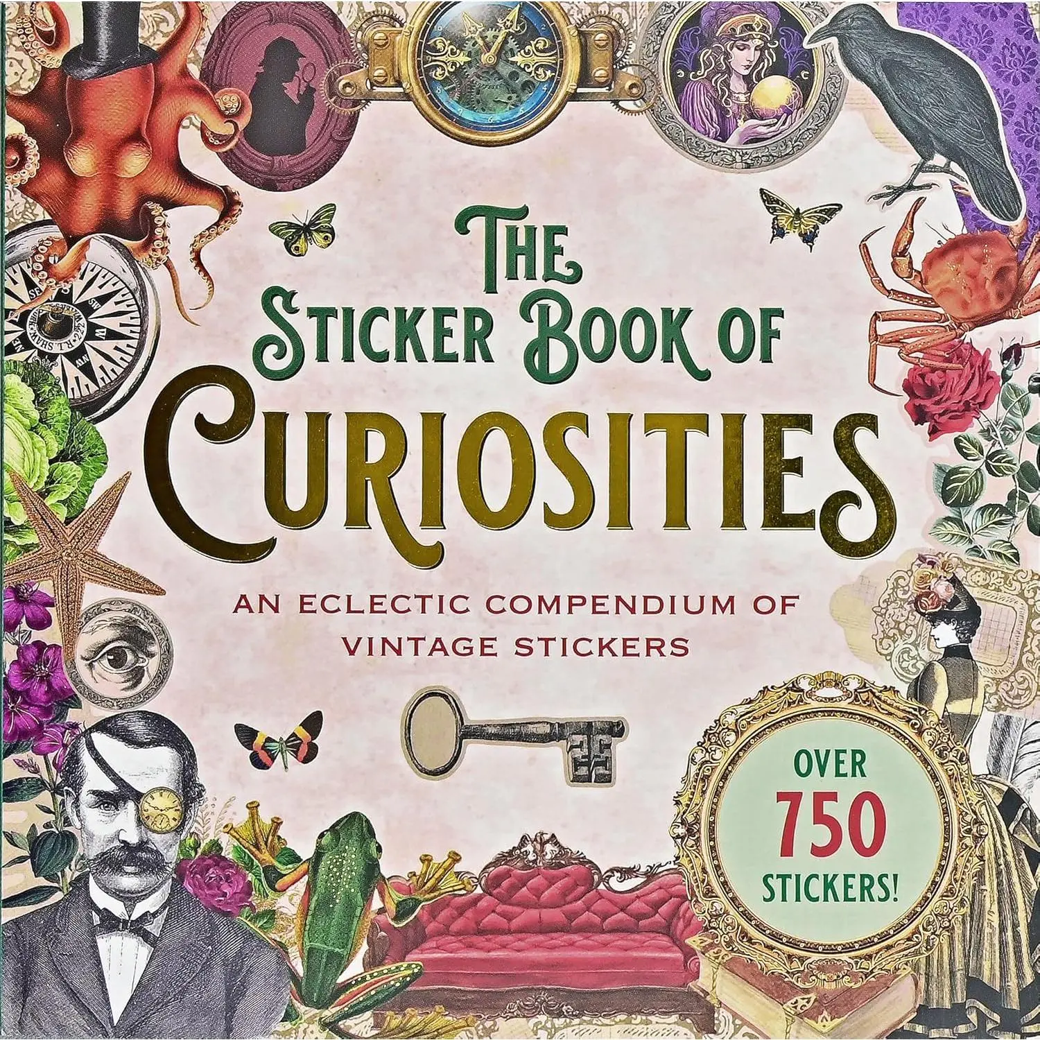 Modern Curiosities Paperback Sticker Pad - Over 750 Full-Color Stickers with Occult, Tarot, Travel Ephemera, Musical Instruments, Flying Machines, Prehistoric Creatures for Scrapbooking, DIY Hobbies