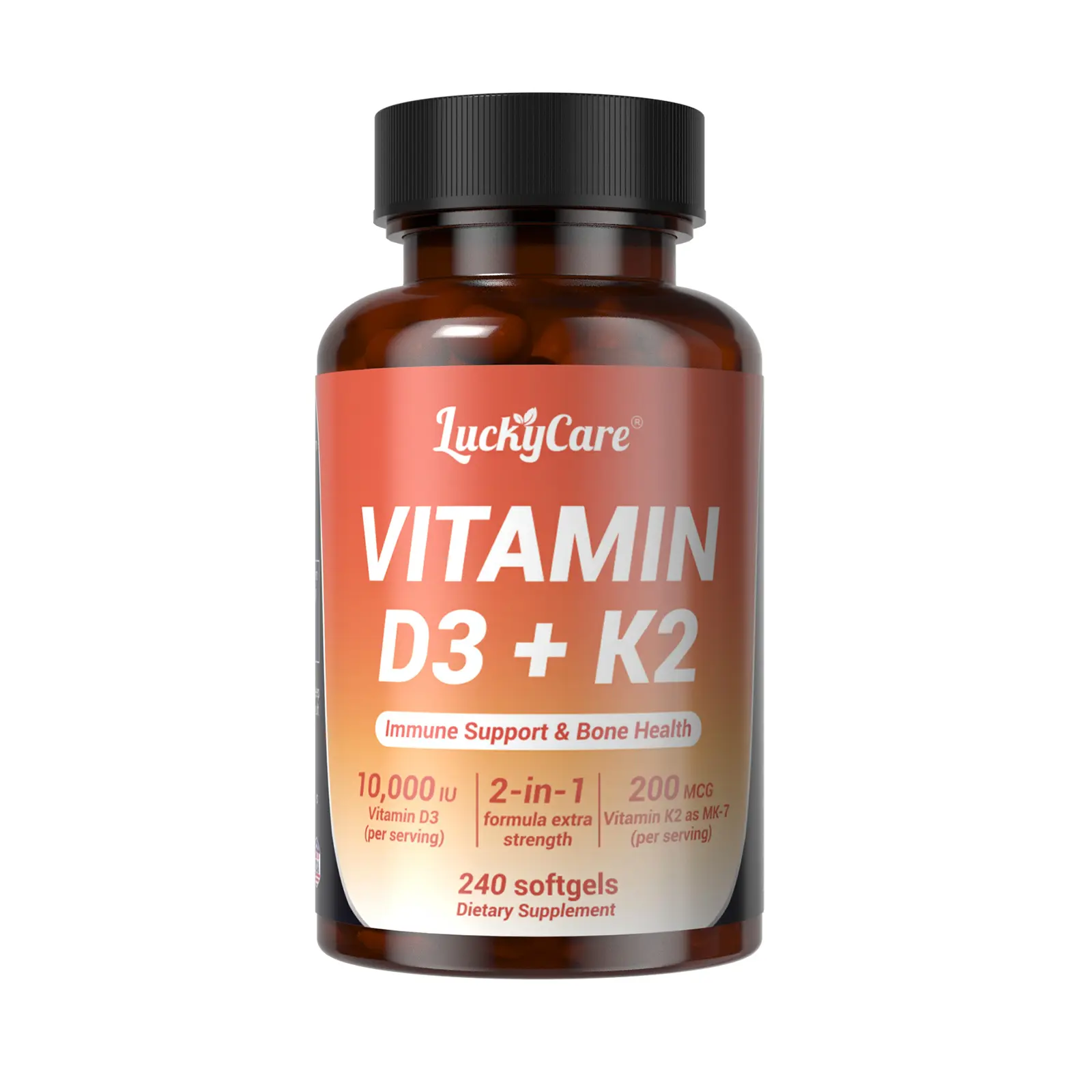 D3 K2 Vitamin 10000 IU with Vitamin D3 & Vitamin K2 MK-7 200mcg - 240 Softgels in Coconut Oil for Bone, Heart, Immune, & Calcium Health Support