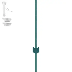 【Summervibes】VEVOR 3 Feet Fence Post, 10 Pack T-Post Heavy Duty Metal Fence Posts, Sturdy Steel Fence Stakes for Garden Yard, Lawn, Farms and Outdoor Wire Fencing, Green