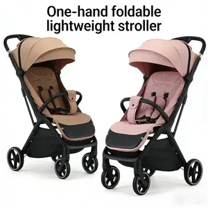 One-click Folding Lightweight Foldable Baby Stroller with Adjustable Bassinet & Large Capacity Storage Basket Perfect for Travel Shopping & Daily Walks