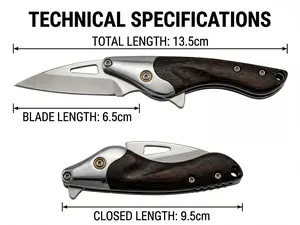 Premium Stainless Steel Folding Pocket Knife with Ebony Wood Handle – Ultra-Sharp Blade, Lightweight & Portable EDC Tool, 2.56" Blade, 3.74" Closed, 3.67oz, Ideal for Camping, Hiking, Everyday Carry & Outdoor Enthusiasts