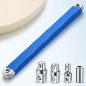 1 Set 3/8 Inch Impact Socket Wrench Kit, Heavy Duty Tool, High Torque Sockets with 1/2, 1/4 and 3/8 Inch Square Drive Adapters, 15 Inch Offset Extension Bar, Heavy Duty Anti Slip Design for Auto Repair, Mechanical Maintenance, DIY Cutting