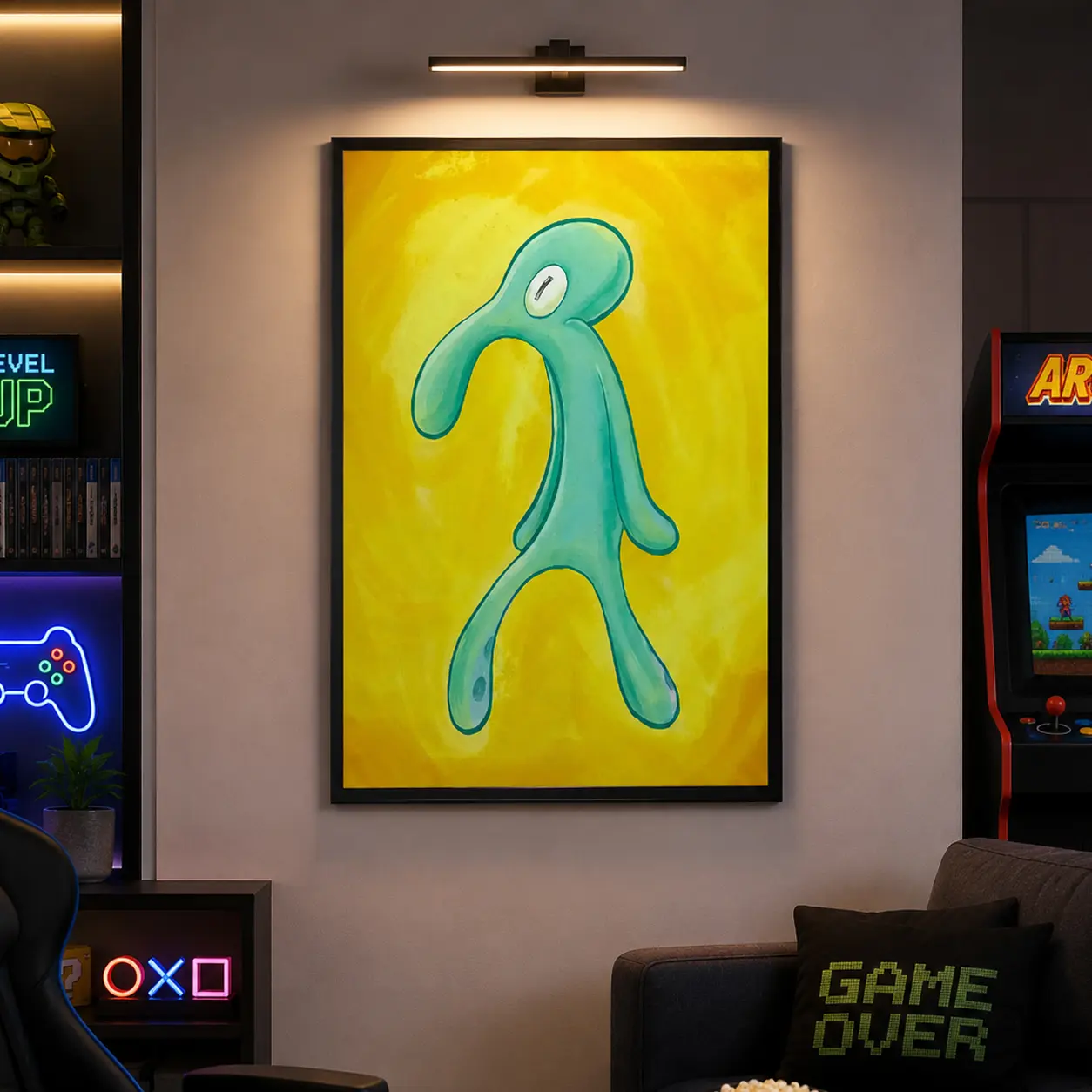 Unique Squidward Bold-and-Brash Decor Poster, Funny SpongeBob Cartoon Character Decor, Anime Art, Unique Decor For Aesthetic  Home Living Room Dorm Supplies
