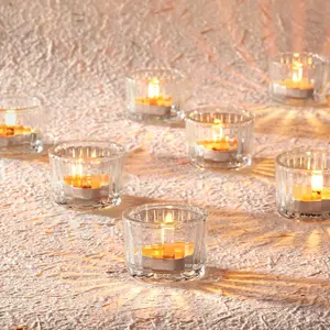 ISUNMEA 24 Pcs Tealight Candle Holders, Clear Votive Candle Holders, Glass Candle Holder for Table Centerpiece, Wedding, Baby Shower, Birthday, Party, Halloween, Christmas