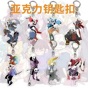 2026 new Anime Cosplay Accessories Undertale Sans Flowey Papyrus Asriel Frisk Keychain Game Key Chain Pendant Cartoon Badge Xmas Gifts