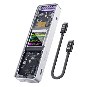 DOCKCASE Explorer Edition M.2 NVMe SSD Enclosure(Enclosure Only, SSD not included), USB C 3.2 Gen 2 (10 Gbps), Supports M-Key/B&M Key UASP, Fits size 2230/2242/2260/2280 SSDs