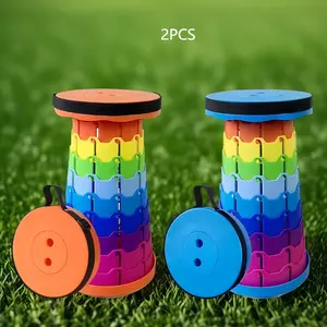 Upgraded thickened folding stool, portable folding telescopic stool, height adjustable and sturdy, maximum load capacity of 440 pounds, lightweight and durable, suitable for fishing, hiking, barbecuing, camping, and various outdoor activities.