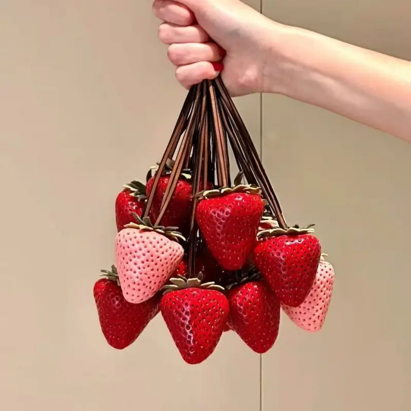 Strawberry Keychain Collection Milk Strawberry White Strawberry Classic Red Strawberry Charm Kawaii Bag Pendant Large Plastic Key Ring Aesthetic Purse Accessory Y2K Harajuku Fashion Backpack Car Keys Charm Gift for Best Friend Girls