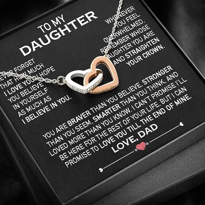 Dad's Necklace for My Daughter with Heartfelt Message, Elegant Box, Father Daugh...