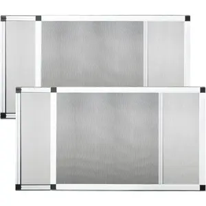 Expandable Window Screen 2 Pack - [Cat Proof Stainless Steel Mesh] Fits 21"-40" Wide x 15" High, Adjustable Aluminum Replacement Window Screens for Sliding Windows, White (Medium)