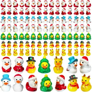 56 count  Ducks Mini  Christmas Ducks Miniature Colorful Figures Ornament for Xmas, Craft, Dollhouse, Slime,  Decorations (Christmas 1)