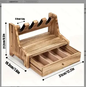 HUAPUDA WNooden Pistol Storage Rack,Retro Drawer-stvleMulti-grid Gun Bullet Clip Organizer Box, WoodenGun Cabinet Accessories Box