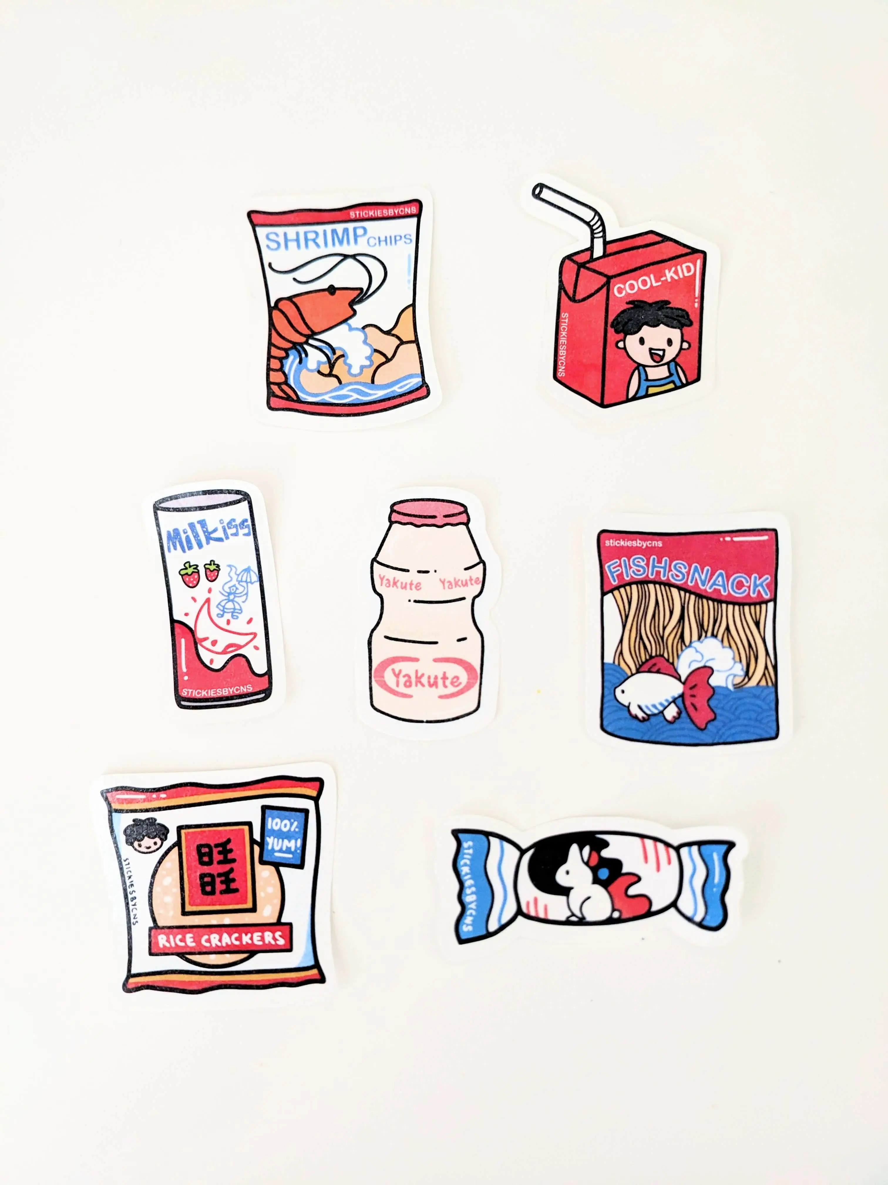 7 Pack Asian Snacks Stickers Collection | Korean Snacks, Japanese Food, Asian Food, Hand Drawn Planner Stickers, Bullet Journal Stickers