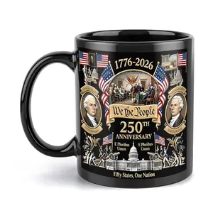 America 250th Anniversary Commemorative Coffee 11oz & 15oz Mug, We The People 1776-2026 Patriotic Ceramic Cup, USA Semiquincentennial Celebration Gift, Fifty States One Nation Coffee Mug outdoorfun