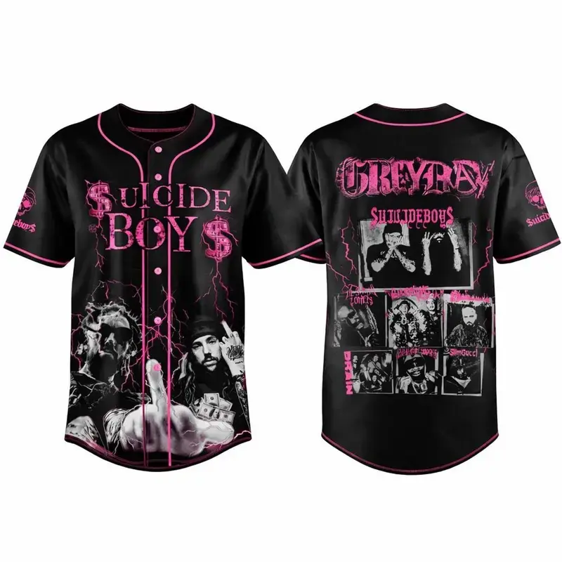 Suicideboizs G59 Baseball Jersey, Full Print Music Fan Shirt, Vintage Streetwear Jersey, Hip Hop Concert Apparel, Casual Fan Gift, Button-Up Sports Shirt