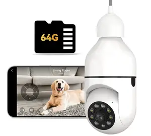 4K Light Bulb Security Camera, Wireless Outdoor/Indoor Pan-Tilt 360° View, Motion Detection, Night Vision, Two-Way Audio, Spotlight, IP65 Waterproof, 64G SD & Cloud Storage, 2.4GHz WiFi, TikTokShopBlackFriday