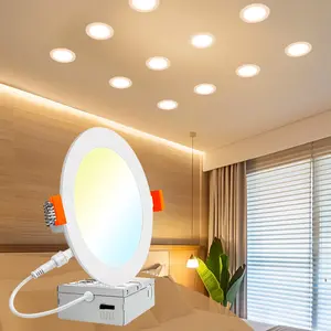 DAYBETTER 6 inch LED Recessed Lighting 5CCT 12W 1050LM Ultra-Thin Ceiling Light with Junction Box Selectable Dimmable Can Light for Kitchen Living Room Bedroom Bathroom