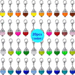 20pcs Random Color Glass Bead Pendants, Creative Handmade Beads, DIY Jewelry Making Accessories For Necklace Earrings, Bead Charms
