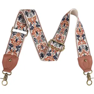 Purse Strap Replacement Crossbody Adjustable Bag Strap Retro Jacquard Embroidery Wide Shoulder Strap for Women Handbags