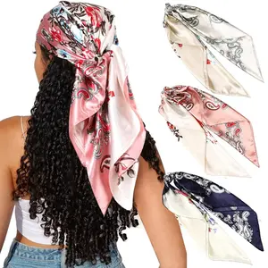 35" Large Square Silk Like Head Scarf - 3-piece suit Hair Scarves Bandana Scarf Headscarf  Scarf for Women