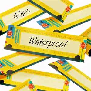 40 count Desk Nameplates for Classroom, Name Plate for Desk with Alphabet, Number Line, Traditional Manuscript Name Plate for Classroom School Student(12" x 3.5")