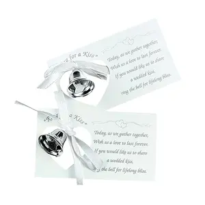 3 1/2" x 2" Bulk 50 Pc. Silver Wedding Bells on Favor Cards