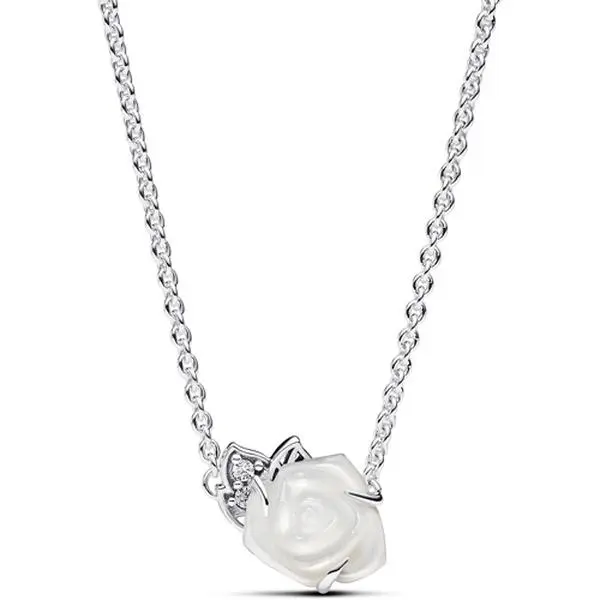 Pandora White Rose in Bloom Collier Necklace 393206C01-45 Pandora White Rose in Bloom Collier Necklace 393206C01-45