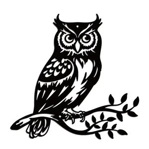 Owl Design Wall Art, 1 Count Metal Wall Decor, Wall Hanging Decor for Home Living Room Bedroom Farmhouse Garden Yard Office