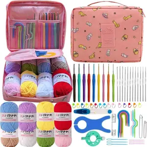 Crochet Kit for Beginners Adults,Beginner Crochet Kits with Yarn,Learn to Crochet Kit,Crochet Supplies,Ergonomic Crochet Hooks and Small Crochet Hooks