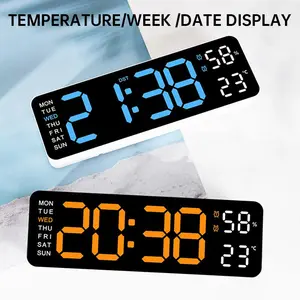 LED Digital Alarm Clock:Display Date, temperature and humidity / Two Alarm Clocks / Adjustable Brightness,Silent and Not Noisy,Suitable for Students and Office Workers,Gifts for Children, christmas decor Decor Bule(For plug in only)