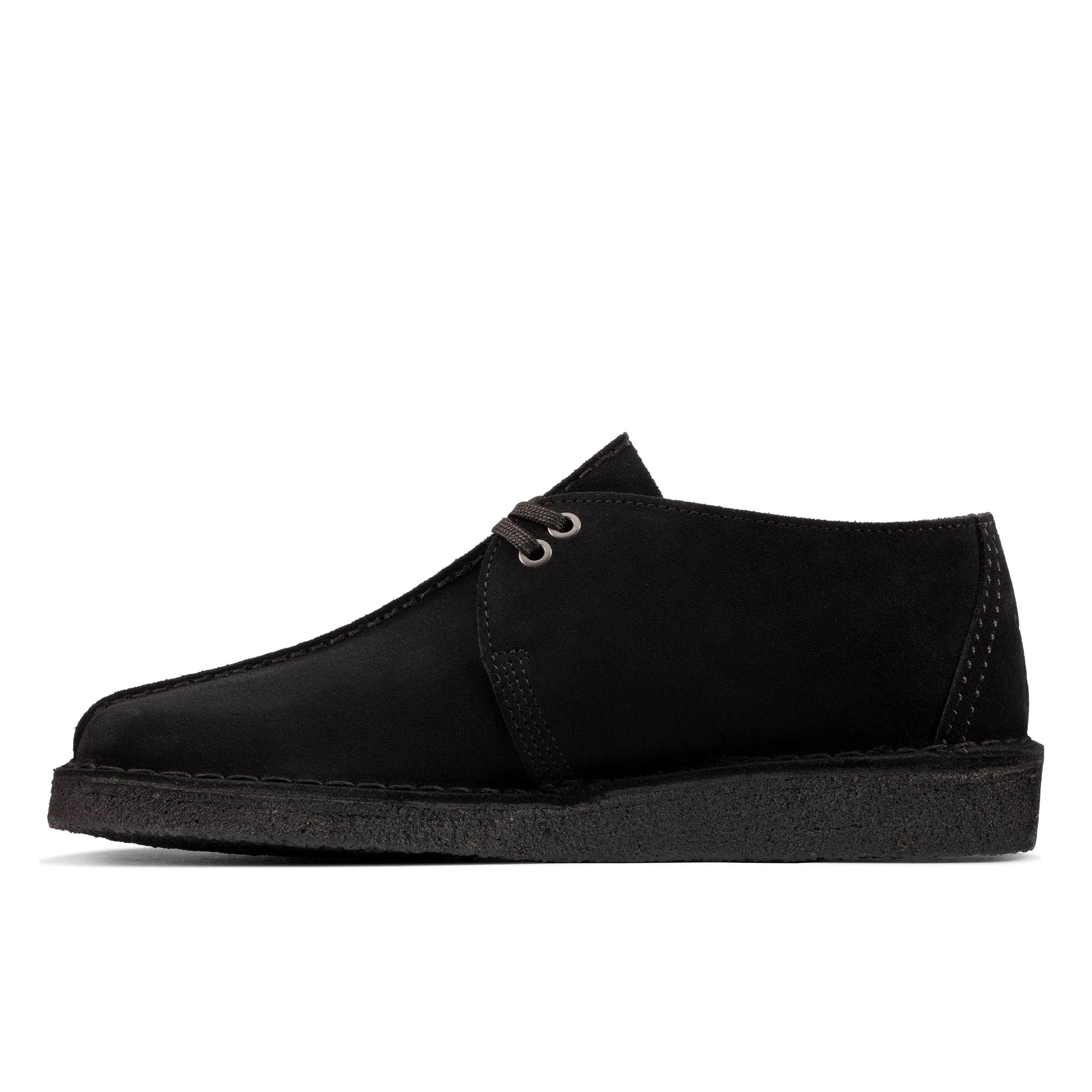 Men's Casual Walking Shoes in Black Suede, a Closed-Toe Design with Leather Lining, Crepe Sole, and Lace-Up Fasten, Walking Footwear, Male Shoes, Suede Upper