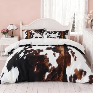 Vintage Faux Fur Print 3-Piece Decorative Bedding Set - Faux Animal Pattern Duvet Cover & 2 Pillowcases, Zipper Closure, Soft Durable, All-Season Bedroom Guest Room Decor