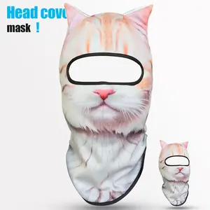 3D Cat Pattern Balaclava Mask, Breathable Sun Protection Face Mask with Ear Design, Outdoor Sports Mask for Skiing, Festival, Party, Kitty Ski Mask, Face Cover
