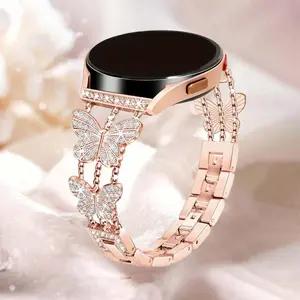 Butterfly Metal Band Compatible with Samsung Huawei Xiaomi Smartwatch, Adjustable Rose Bracelet Strap for Men Women Smart Watch Straps Smart Watch Accessories