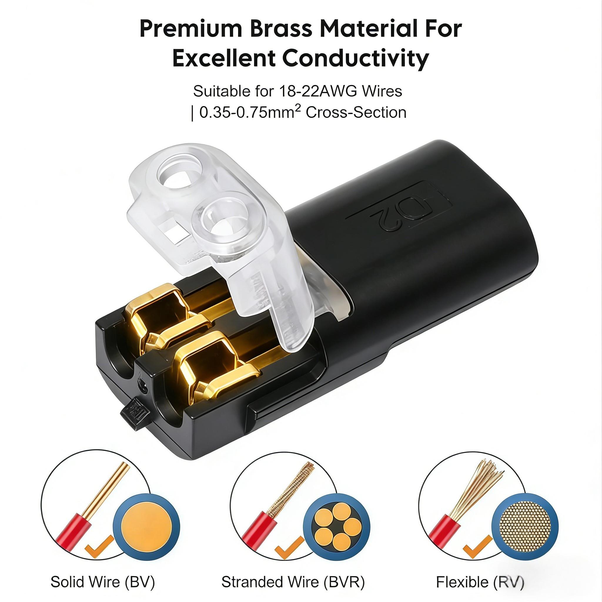 Double Wire Plug in Connector,2-Pin Low Voltage Wire Connector with Locking Buckle,Flame Retardant Locking Wire Quick Connectors,Quick Disconnect Led Light Strip Connectors