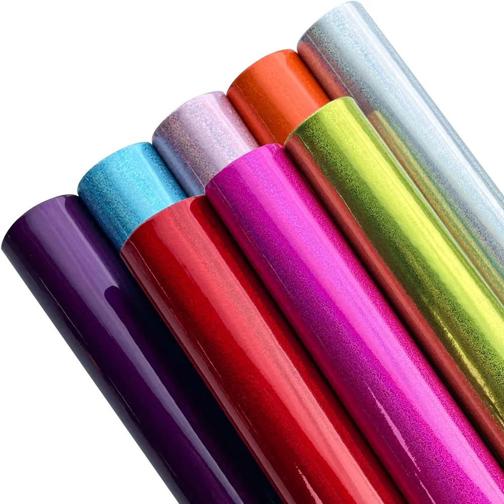 8pcs Full-Color Holographic PU Leather Sheets, 8x12in Glossy Iridescent Mirror-Finish Synthetic Fabric, Easy to Cut-Sew-Glue for DIY Craft Making, Earrings & Creating Bows, U.S.-Stocked Sewing Supplies