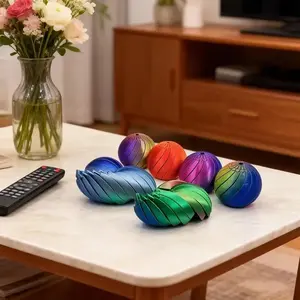 English: 3D Printed Spiral Twist Fidget Ball, Kinetic Desk Toy, Anti-Anxiety Stress Relief Sensory Toy for Kids & Adults, Unique Colorful Fidget Spinner Gift