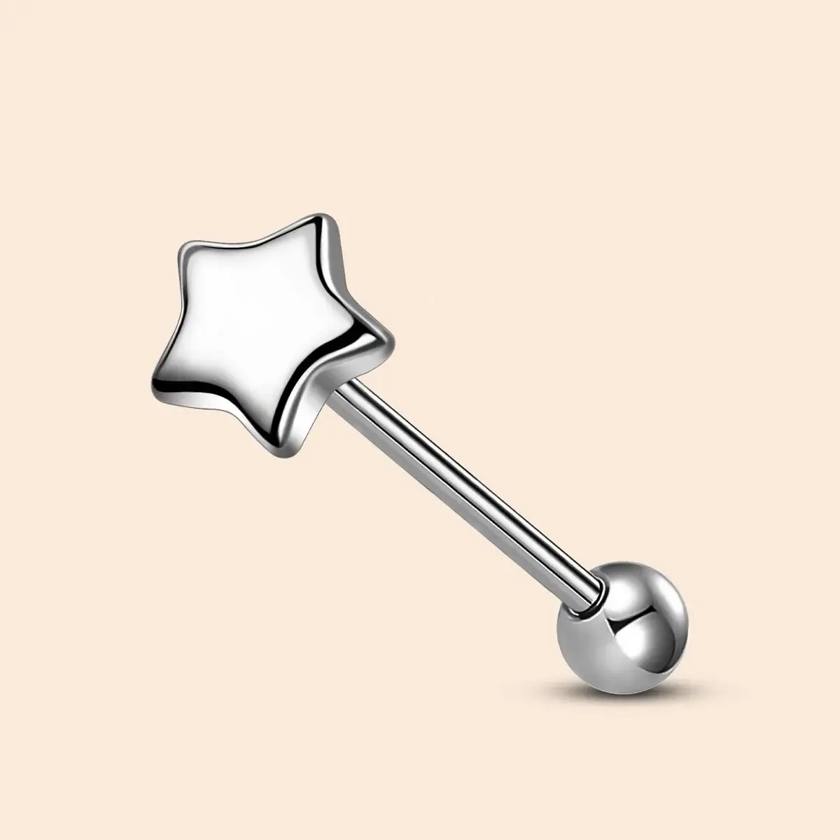 OUFER 14G Titanium Internally Threaded Star Tongue Ring