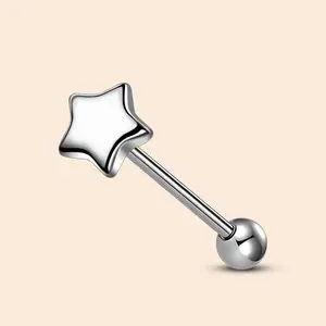 OUFER 14G Titanium Internally Threaded Star Tongue Ring