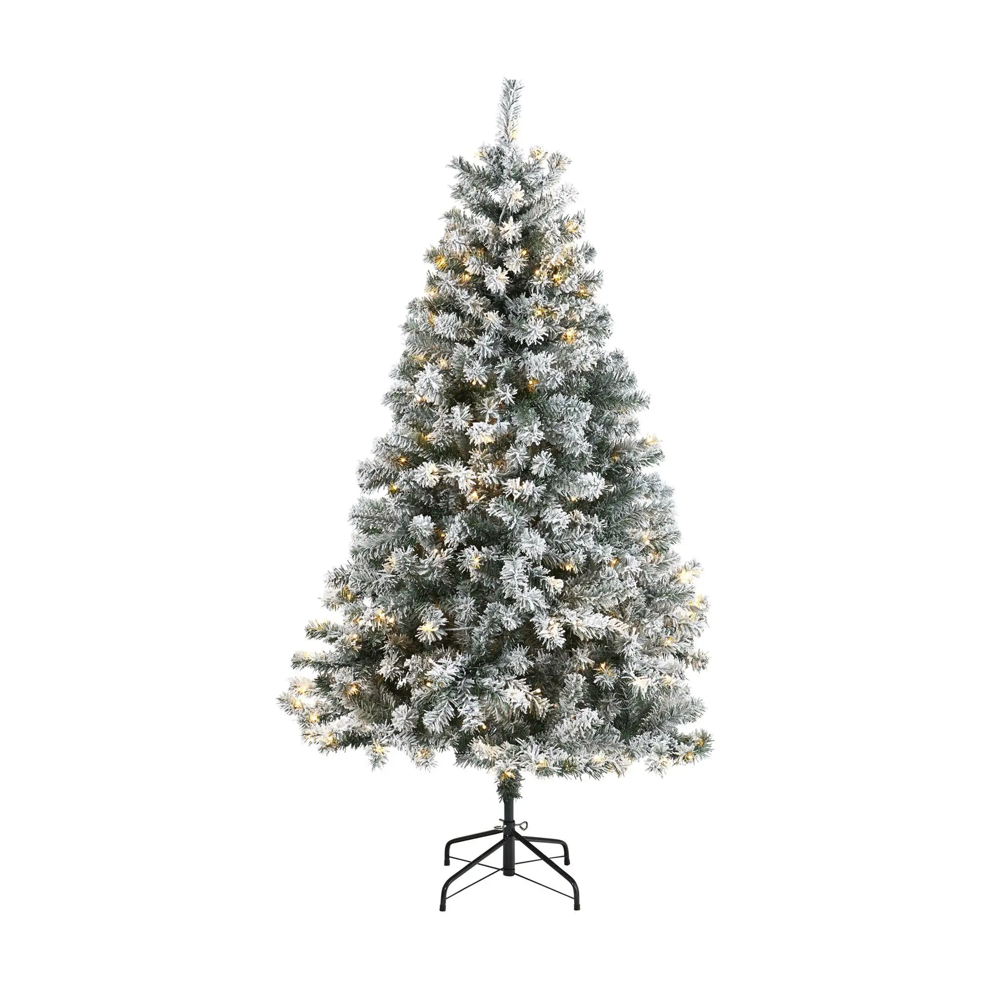 6' Flocked Christmas Tree with 250 Lights by Nearly Natural