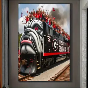 Bulldog Design Train Pattern DIY Diamond Arts Colorful Painting Kit without Frame, DIY 5D Diamond Arts Colorful Painting Kit, Wall Art Decor for Home, Diamond Painting Kits