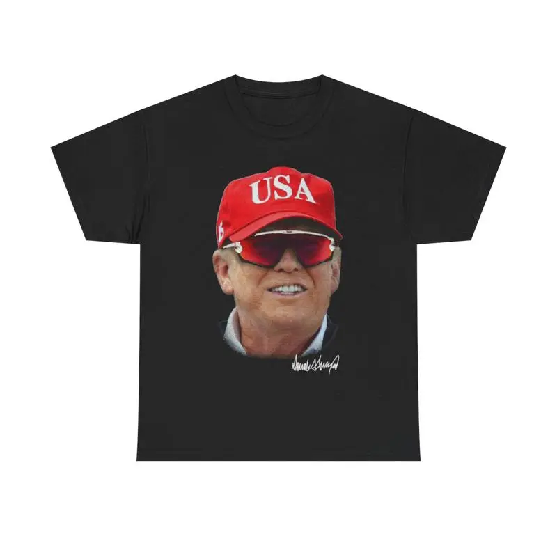 [100% Cotton] Big Head Trump ShirtT - Shirt Showcasing Distinctive Personality Wearing Red - accented Accessories and White - collared Top  Golf Gift T-Shirt For Men and Women