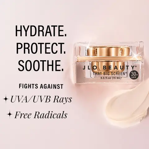 JLO BEAUTY SPF 30 Face Moisturizer Sunscreen - That Big Screen Daily Facial Sunscreen, Lightweight No White Cast, Hyaluronic Acid, Broad Spectrum UVA UVB, Makeup Primer, All Skin Types
