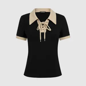 Flamingals Colorblock Criss Cross Short Sleeve T-Shirt Womenswear Summer Vibes