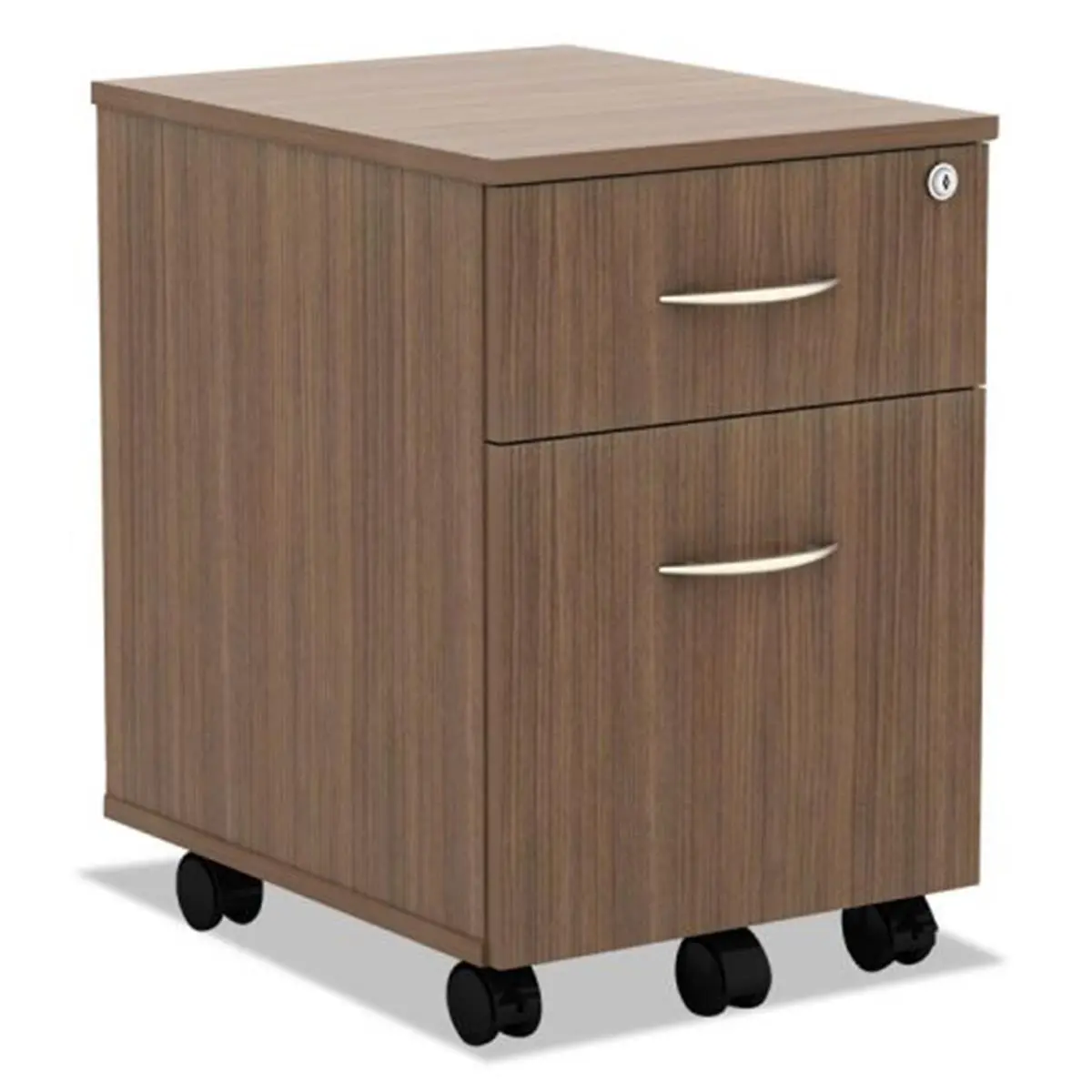 Alera Valencia Series ALEVABFWA Mobile Box File Pedestal - Laminate Legal Filing Cabinet, Modern Walnut, Key Lock, Anti-Tip Mechanism, Ball Bearings, Waterproof, Durable, Full-Extension Ball Bearing Slides, Easy Access, 17.320" H x 21.650" W x 25.790" D,