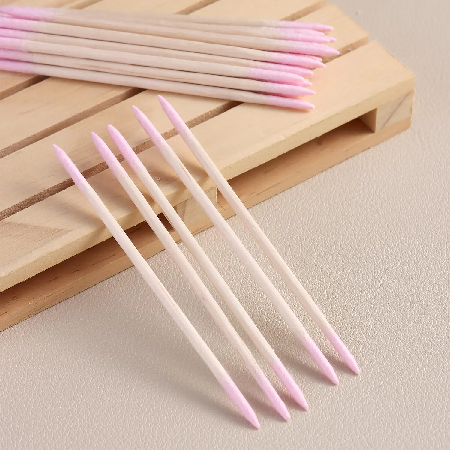 200-Piece Pack of Pointed Cotton Swabs — Pink, Double-Ended Precision Micro-Sculpting Swabs; Doubles as a Nail Polish Remover Pen, Makeup Touch-Up Tool, and Disposable Beauty Applicator.