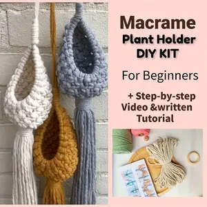1 Beginner Crochet Kit Complete Plant Hanger Netting Set with Step-by-Step Tutorials DIY Craft Kit for Home Decor Family Friends Perfect Festival Gift