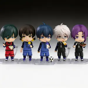 Blue Lock Anime Chibi Action Figure, Multi Styles Yoichi Isagi Seishiro Nagi Reo Mikage Rin Itoshi Meguru Bachira, Movable Joints PVC Collectible Toy with Display Stand, Ideal Gift for Anime Fans
