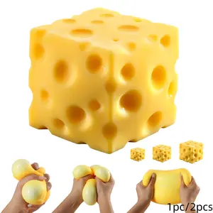 Cheese Shaped Squishy Toy, Soft and Elastic Stress Relief Toy, Easter Gift Basket and Sock Present, Sensory Pressure Release Ball, Sensory Stress Reliever